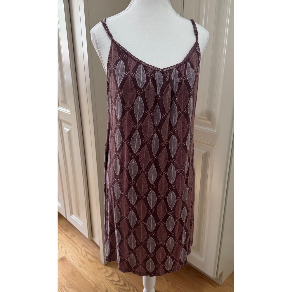 Ambrielle Sleepwear Purple Leaf Print Sleeveless Nightgown Dress XL